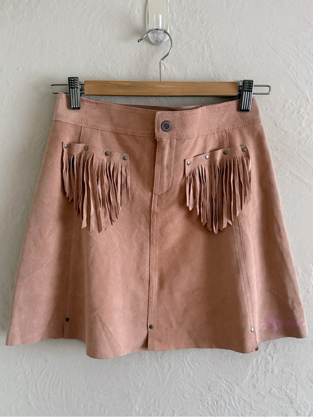 Y2K Diesel Pink Fringe Suede Mini Skirt